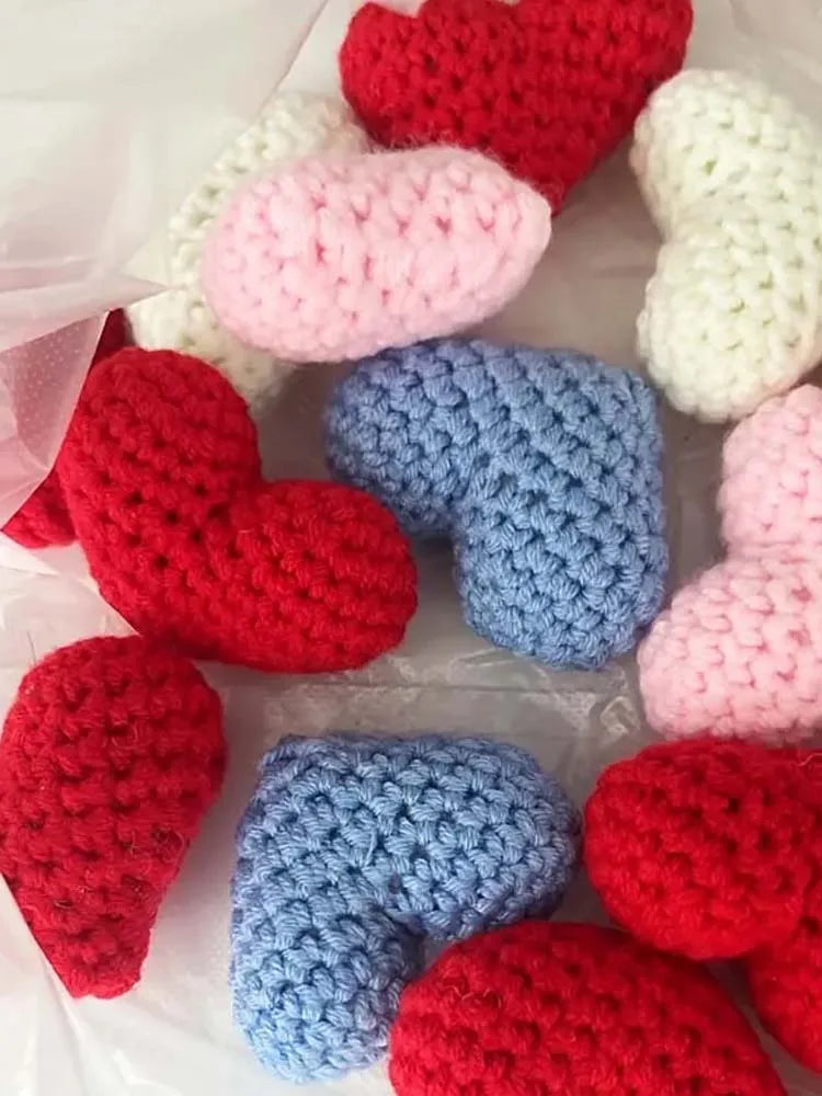 3-Pack Handmade Crochet Heart Decorations – Valentine's & Wedding