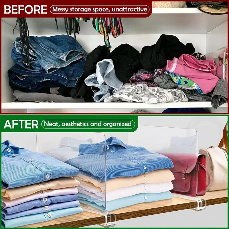 8/6/4/2pcs Transparent Closet Shelf for Wardrobe Organizer Cloth Divider Cupboard Bookcase Divider Baffle Oasis Select
