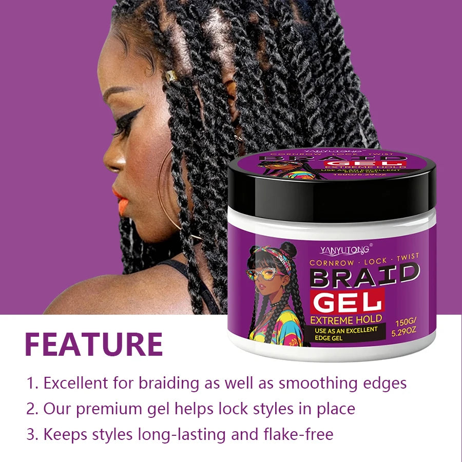 Styling Broken Hair Braiding Gel, Carbom Formula, Edge Control Twisting Gel Tame Frizz & Edges, Braiding Gel, Hailine Control, Oasis Select