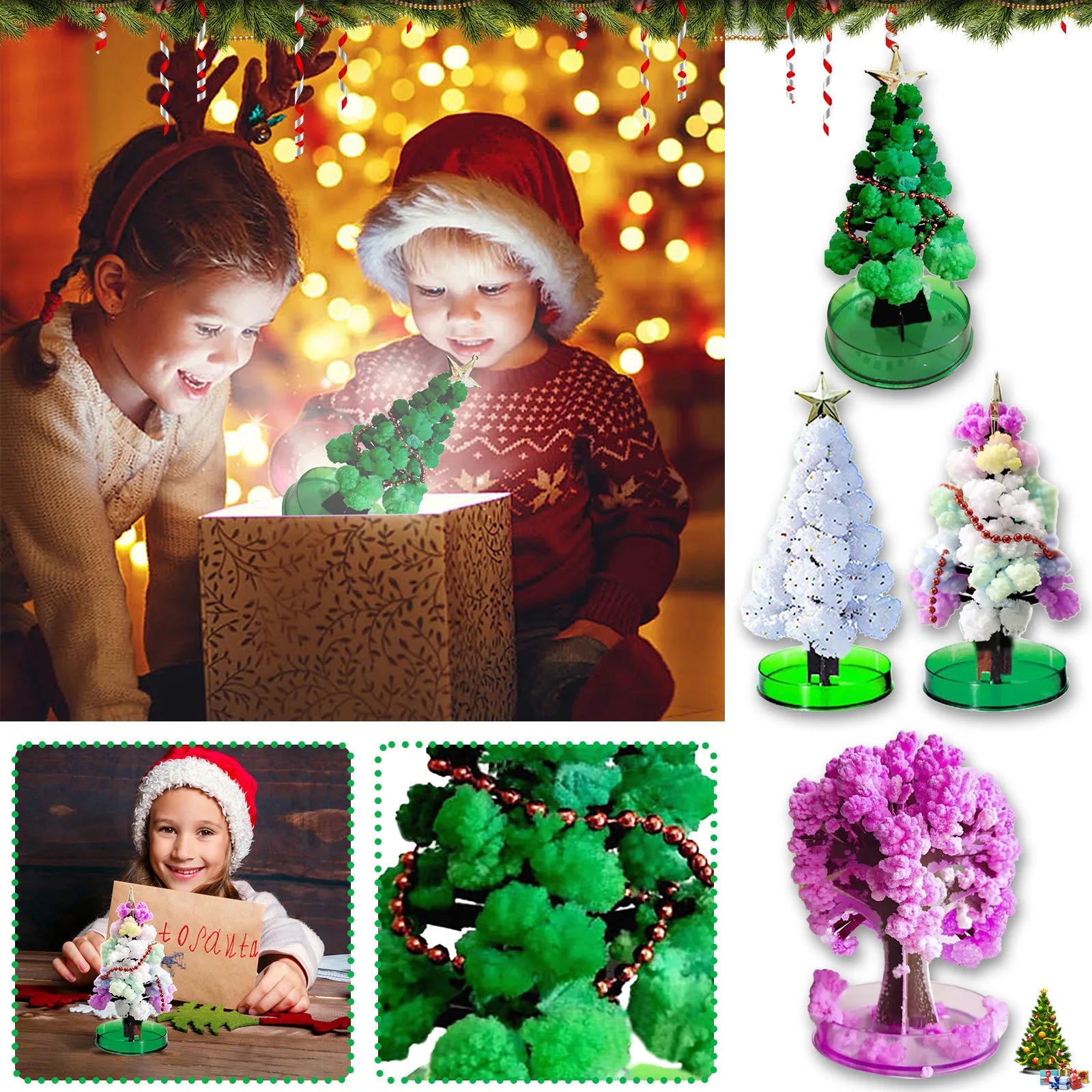 Magic Growing Christmas Tree Crystal Paper Christmas Decoration New Year Science Toy Artificial Home Decor Ornaments Wholes Oasis Select