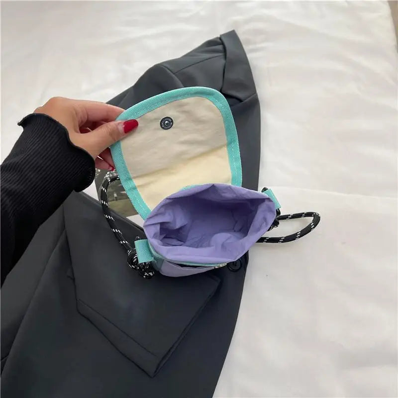 Unisex Color Patch Nylon Crossbody Mini Bag Secure Phone Purse Lightweight Casual Bag for Urban Travel School Oasis Select