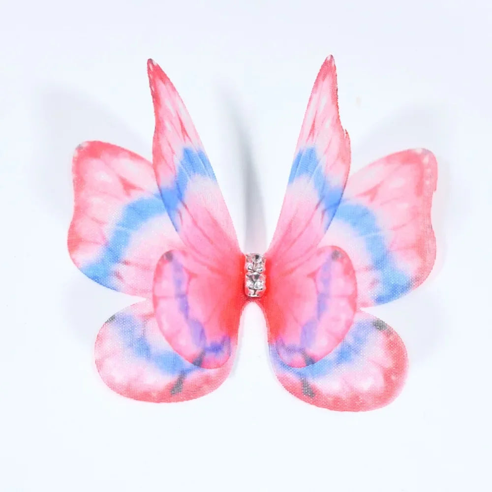 50Pcs 3D Organza Fabric Butterfly Appliques Double-layer Gradient Color Simulation Mesh Butterfly Patch Translucent Oasis Select 4-03