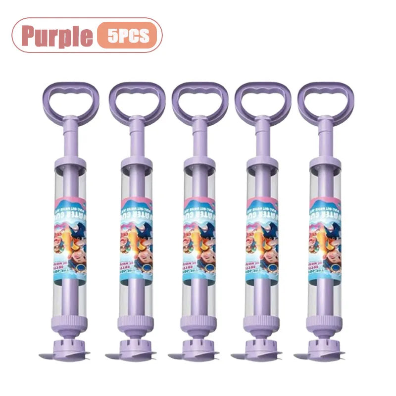 Large Capacity Double Nozzle Water Spray Toy for Kids Water Fight Splash Blaster Pull String Outdoor Summer Beach Play Oasis Select Purple-5PCS