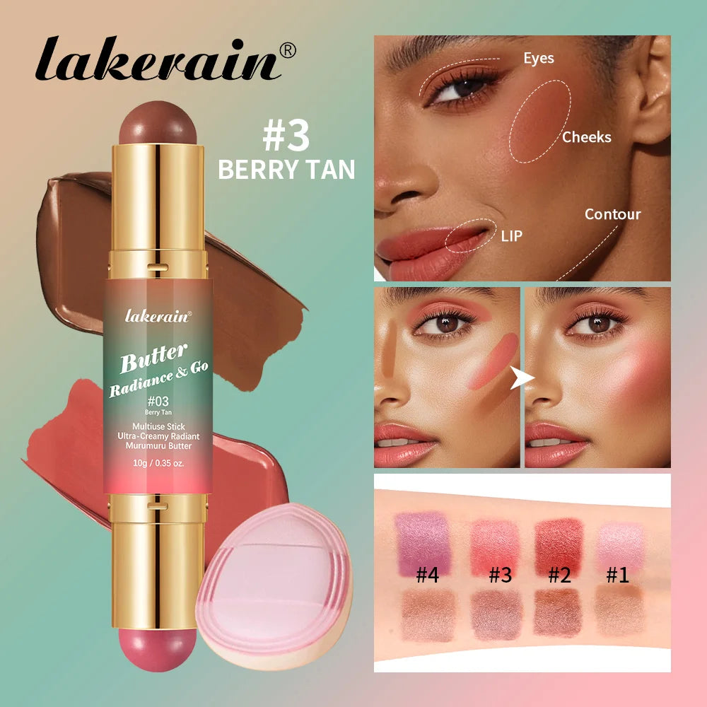 2 IN 1 Multiuse Stick Double Headed Bronzer Blush For Cheeks Eyes Lips Long Lasting Matte Glow Makeup Contouring Stick Makeup Oasis Select