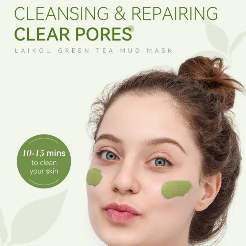 LAIKOU Green Tea Clay Mask 100g – Oil Control & Pore Minimizing