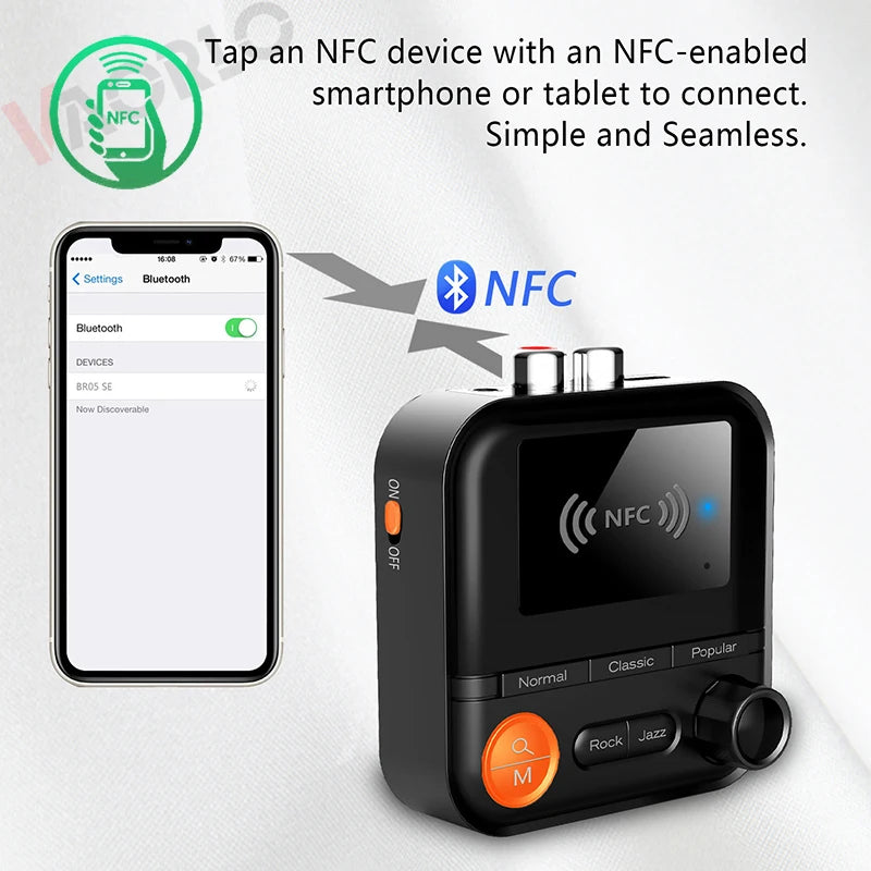 NFC Bluetooth Audio Receiver 5 EQ Modes Support TF Card Playback 3.5mm AUX R/L RCA Stereo HIFI Music Wireless Adapter With Mic Oasis Select