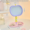 Cute Apple-Shaped Tabletop Vanity Makeup Mirror, HD Clear Adjustable Rotating Mirror With Storage Tray For Dorm Bedroom Oasis Select Pink Purple