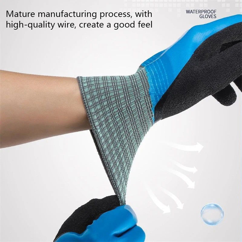 1Pair Winter Waterproof Work Safety Thermal Gloves Anti-Slip Grip Rubber Garden Gloves For Worker Builder Hands Protection Oasis Select