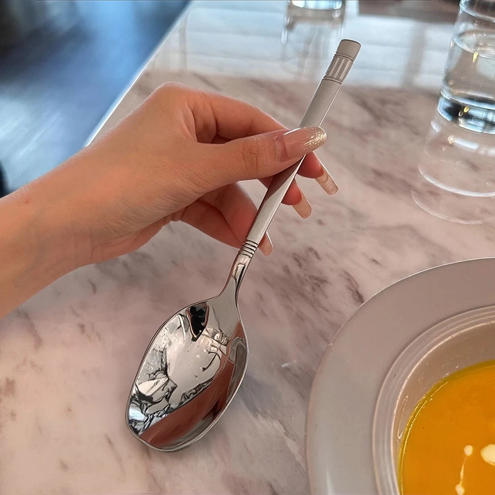304 Stainless Steel Korean Soup Spoons – Squared Head Set of 5