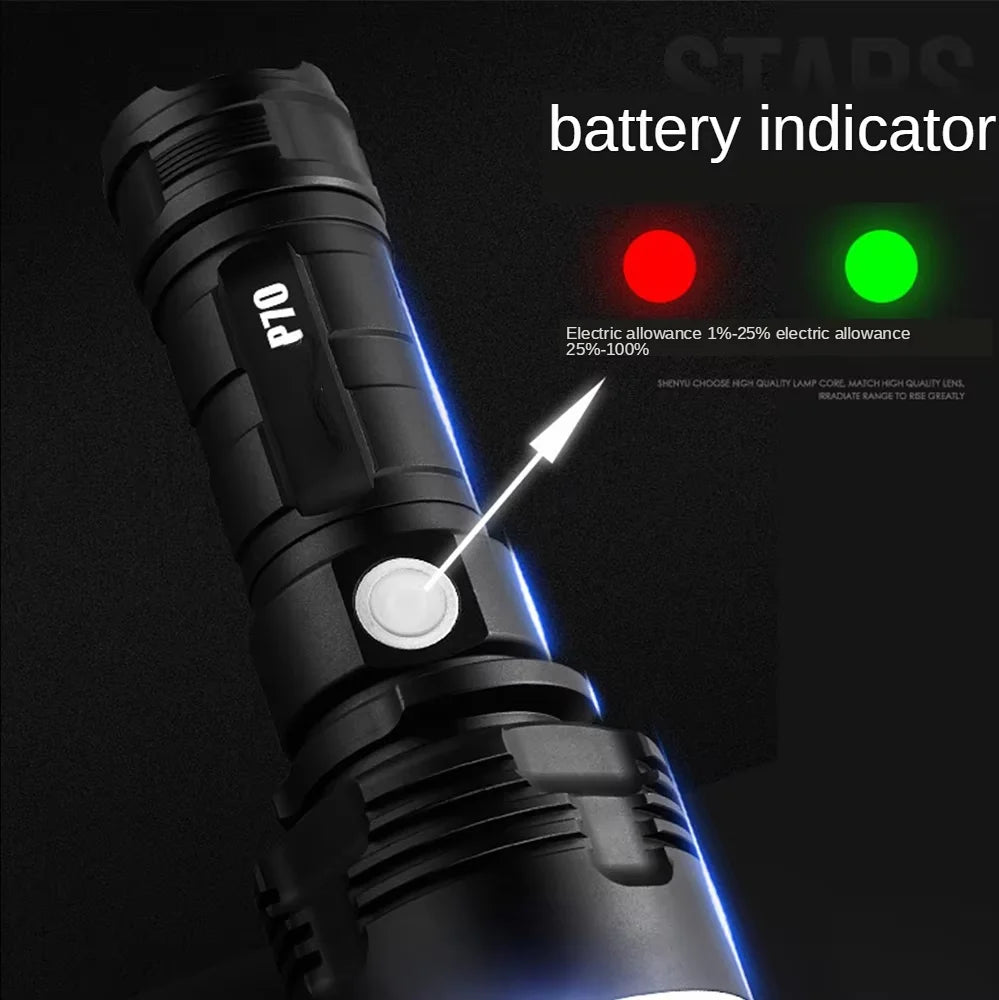 POCKETMAN P70 LED Tactical Flashlight | USB Rechargeable, Waterproof