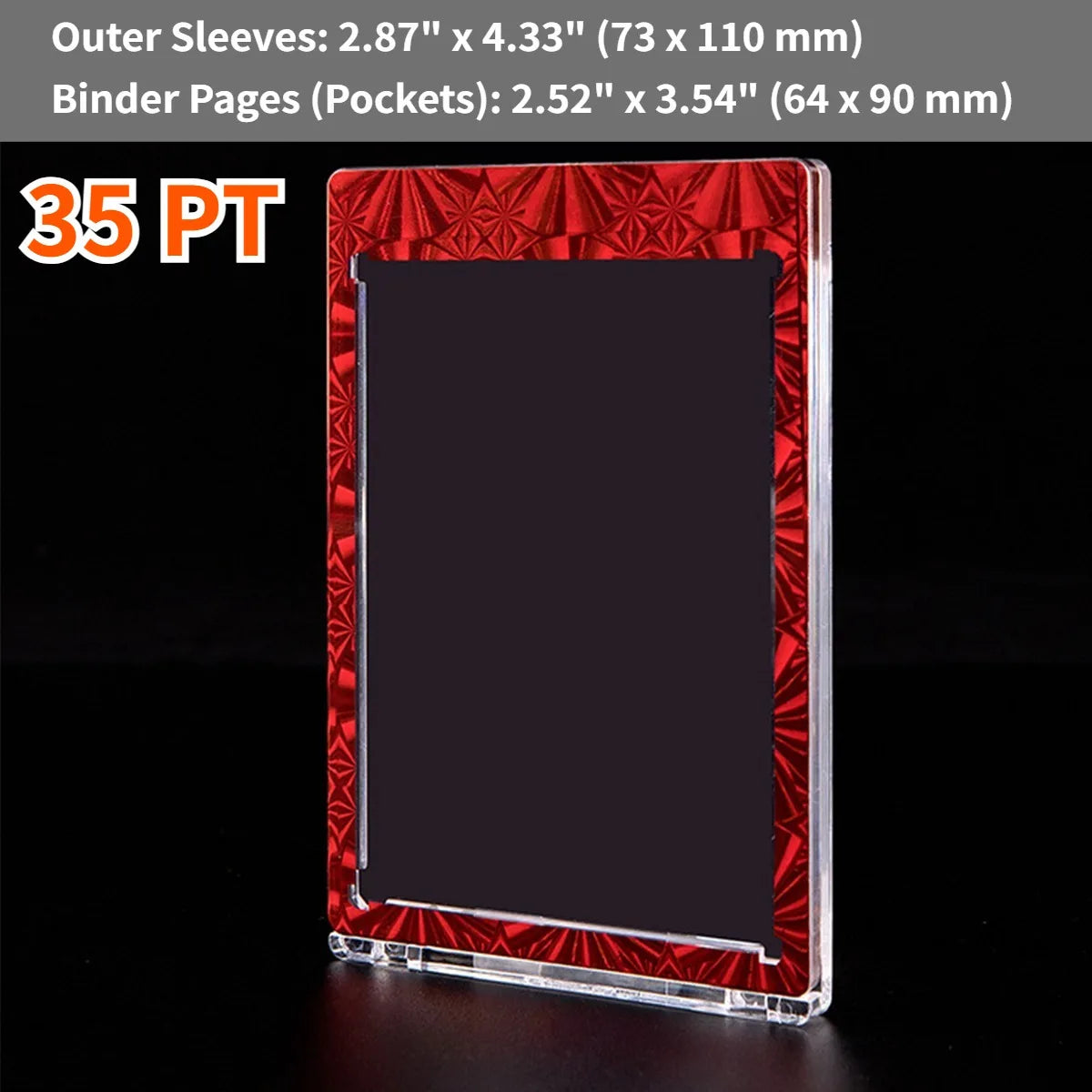 1/3/5 Pcs 35pt Magnetic Card Holders – Ultra-Thick Hard Case for MTG, YGO & Sports Cards, Scratch-Resistant Display Oasis Select Red 3pcs