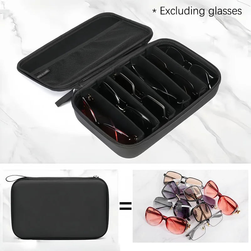Portable Glasses Case with 6/7 Adjustable Compartments – Travel Storage Box for Eyeglasses, Sunglasses Sunglasses Case Oasis Select