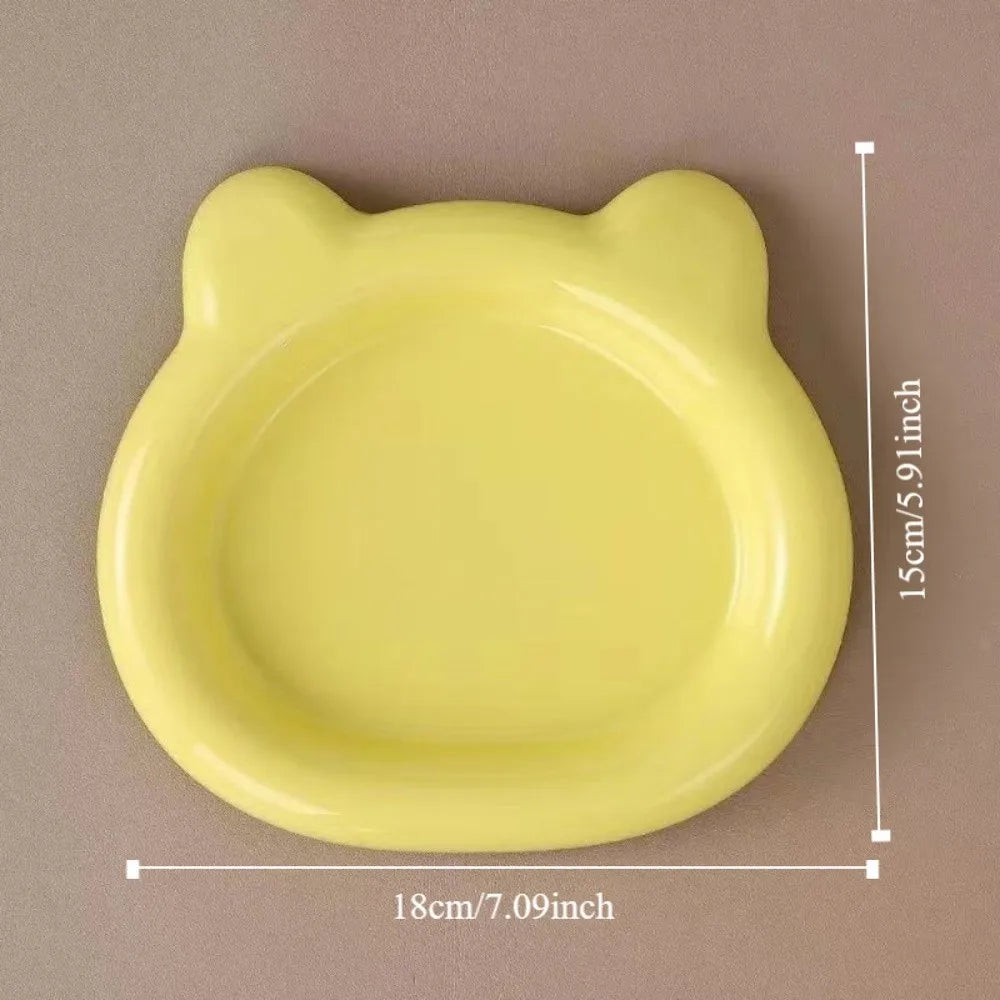 Colorful Plastic PP Cat Bowls Little Bear Pastry Plate Kitten Bowl Ins Cute Pet Supplies for Puppy Cat Oasis Select
