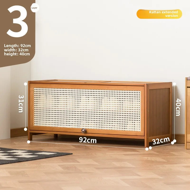 Imitation rattan woven shoe cabinet, simple shoe rack at the door of the home, economical, good-looking indoors Oasis Select Three layers 92