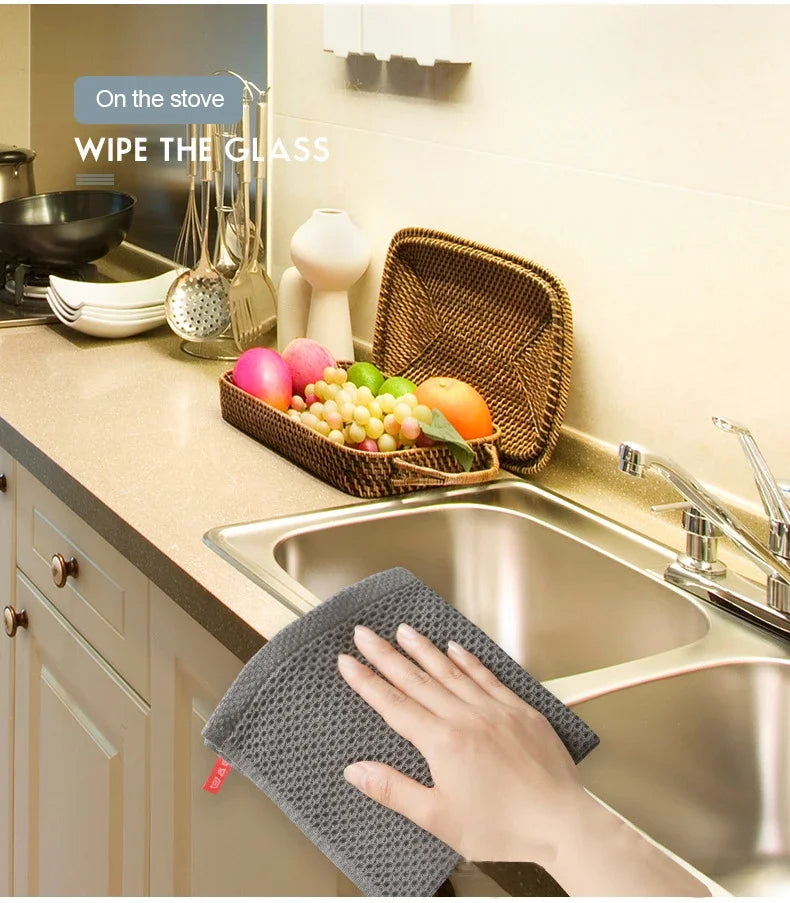 6PCS No Trace Honeycomb Absorbent Dish Tableware Kitchen Rag Towel Glass Cleaning Cleaning Tool Towel Oasis Select