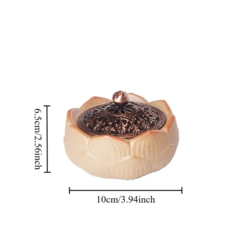Zen Style Ceramic Lotus Incense Censer Simple Stick Incense Holder for Home Tea Ceremony Indoor Worship Aromatherapy Decoration Oasis Select Lotus incense burner