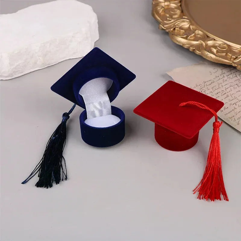 1pcs Creative Doctoral Hat Shape Ring Box Earrings Jewelry Storage Wedding Engagement Valentine's Day Gift Packaging Boxes Oasis Select