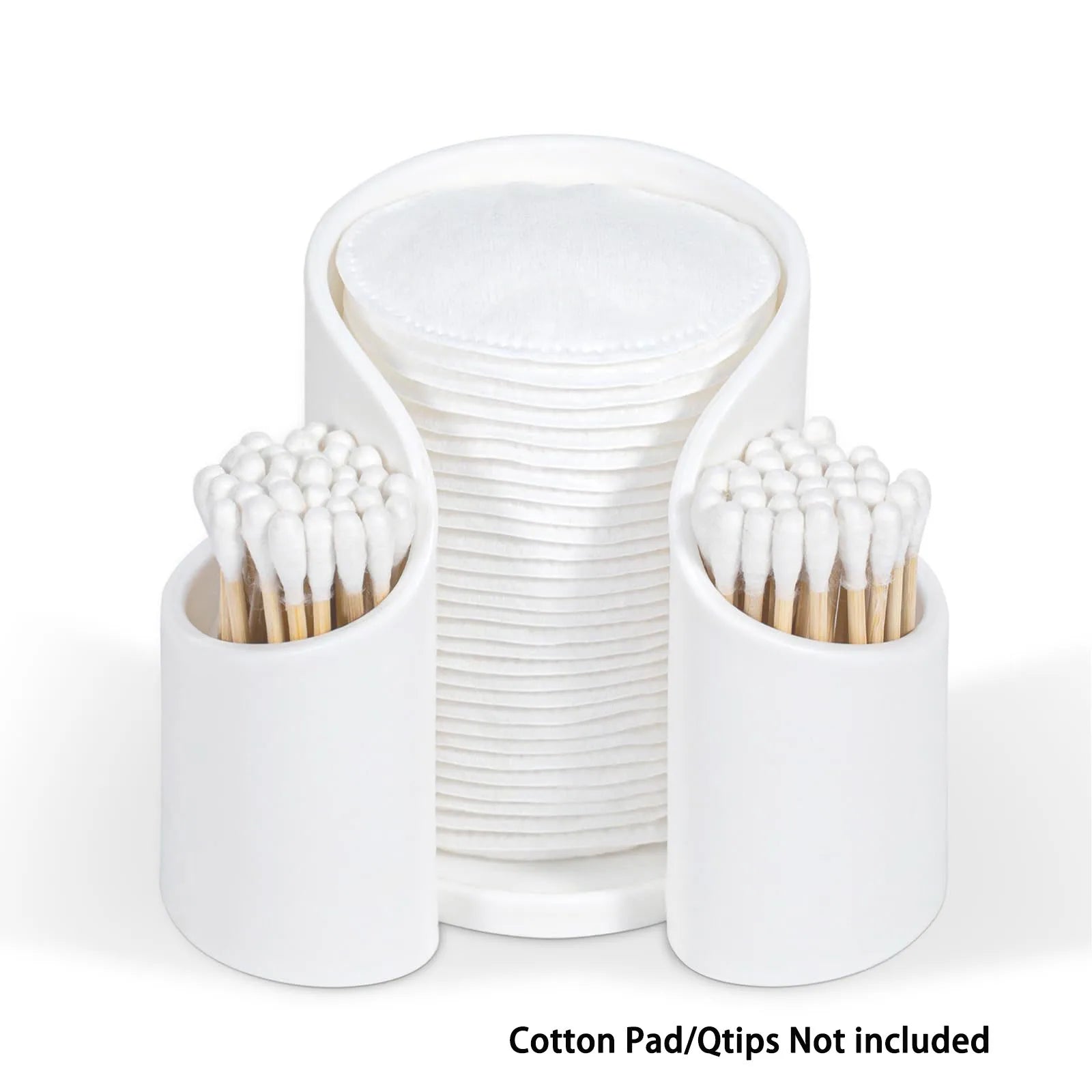 Cotton Pad QTips Holder, Bathroom Cups Dental Floss Dispenser, Storage Organizer for Cotton Pad QTips Paper Cup Floss, Bathroom Oasis Select WHITE