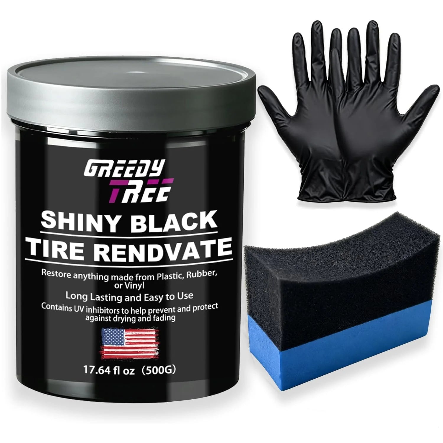 Tire Shine Kit – UV Protection Tire Dressing with Applicator Sponge