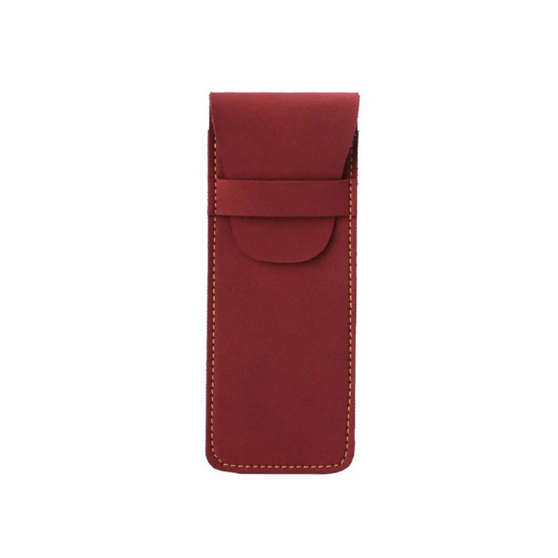 Vintage Leather Pen Case Pocket Pen Pouch Pen Sleeve Mini Stationery Organizer Bag For Students Office Women Men Business Travel Oasis Select Wine Red