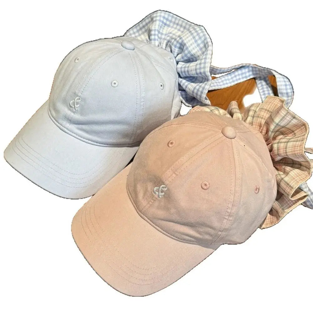 New Design with Strap Baseball Cap Embroidered Cotton Material Sun Hat Sweet Ribbon Sports Hat Oasis Select
