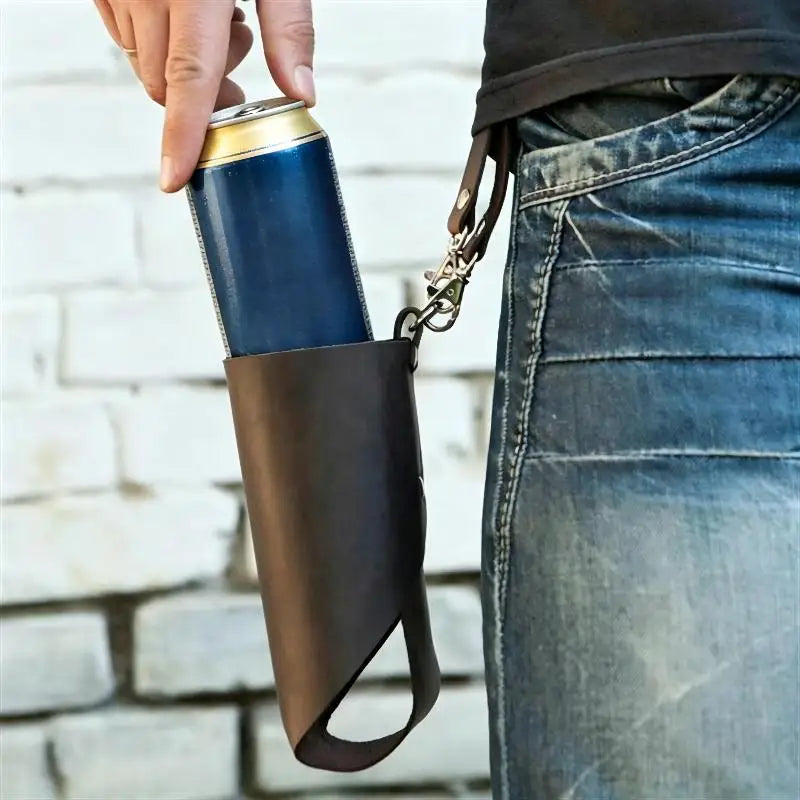 NEW PU Leather Beer Bottle Waist Portable Beer Belt Bag Handy Wine Bottles Beverage Can Holder Outdoor Drink Can Holder Oasis Select
