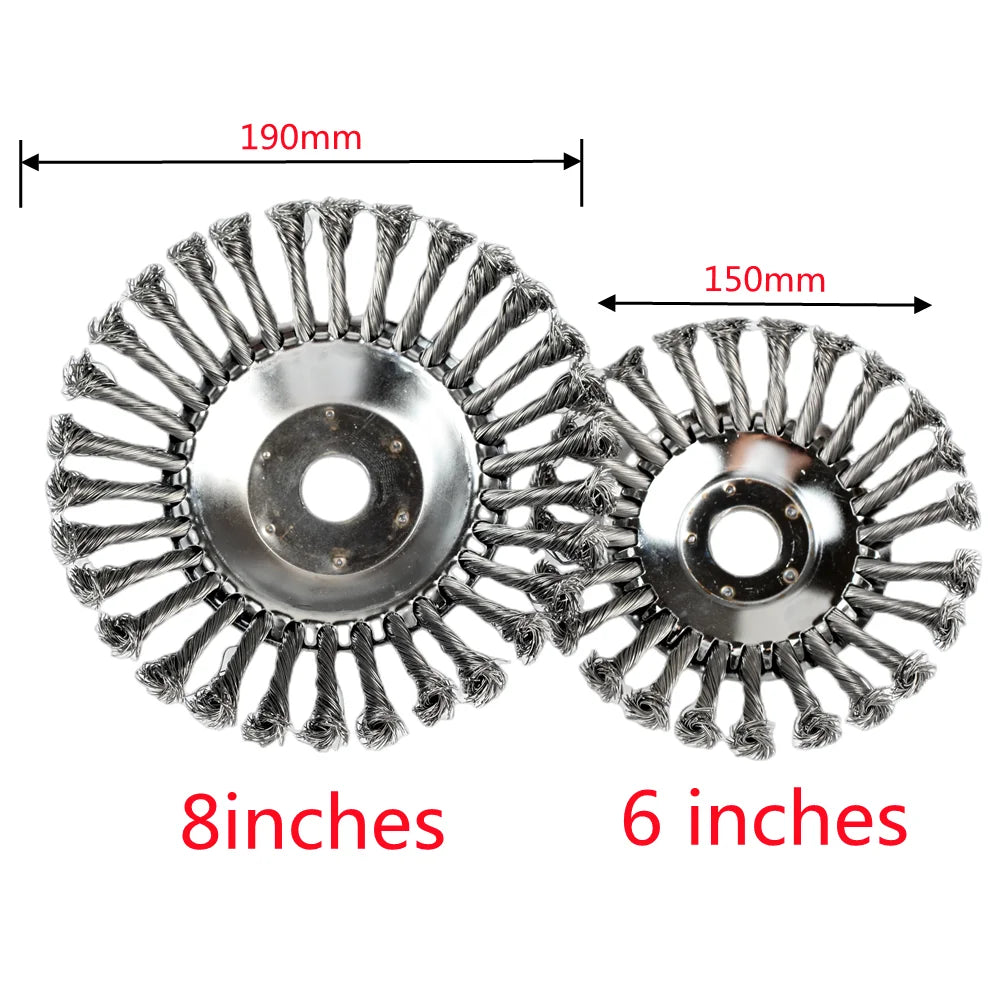 Upgrade 6/8 Inch Weed Brush Cutter Head Lawn Mower Universal Grass Trimmer Head Steel Wire Wheel Brush Garden Trimmer Head Oasis Select