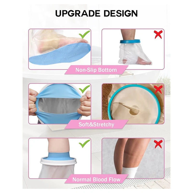 WISH Waterproof Foot Cover For Shower Adult, Foot Cast Covers With Non-Slip Padding Bottom, Watertight Foot Cast Protector Oasis Select