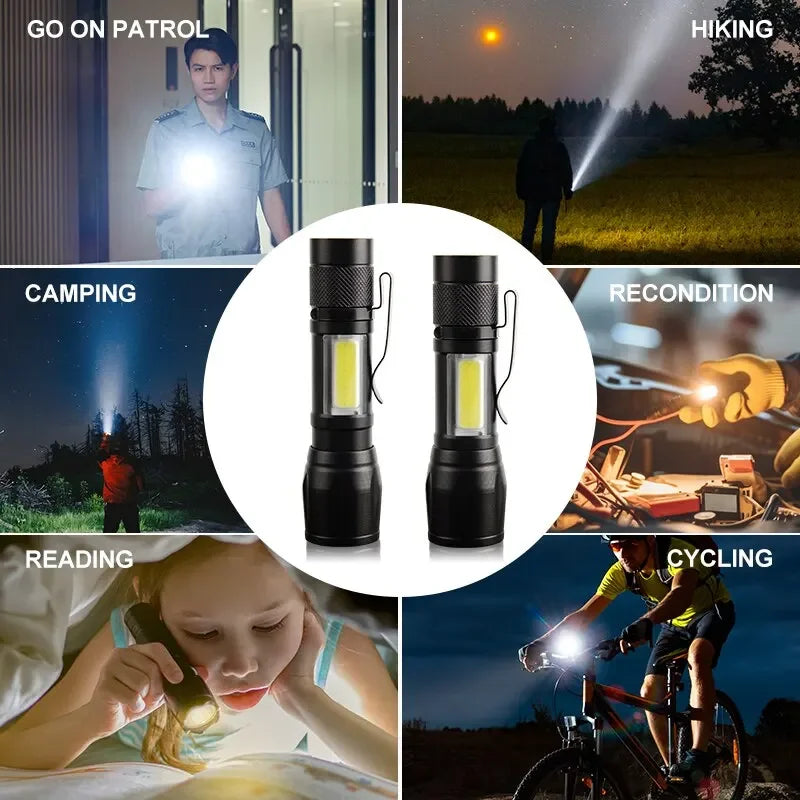Mini Torch LED Rechargeable Flashlight Portable USB Charging Flashlight High Power Bank Camping Waterproof Long Range Lantern Oasis Select