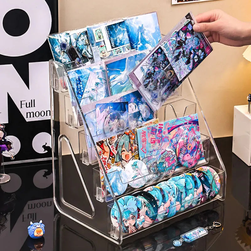 1pc stepped acrylic badge display rack, transparent desktop storage rack suitable for anime bars cards jewelry accessories Oasis Select