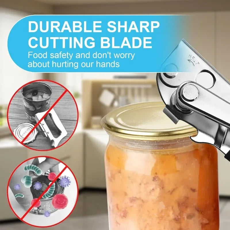 Stainless Steel Manual Can Opener Heavy Duty Handheld with Extra Long Handles for Seniors Elderly Kitchen Use Bottle Opener Oasis Select