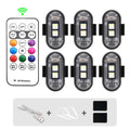 Motorcycle RGB LED Strobe Lights 8 Colors LED Flash Position Wireless Light Aircraft Airplane Helicopter Warning Signal Lights Oasis Select 6PCS