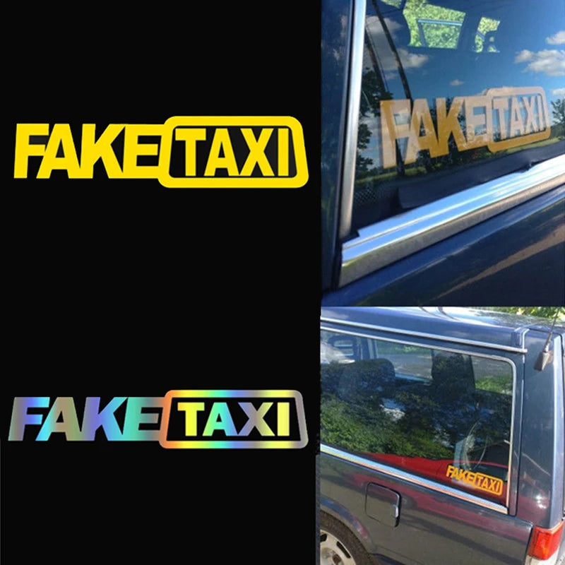 Universal FAKE TAXI Car Auto Sticker Decal Emblem Self Adhesive Vinyl For Car Funny Car Sticker Oasis Select