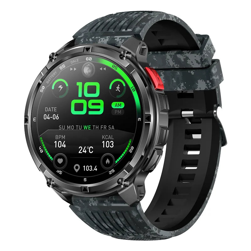 Smartwatch 1.7-inch 1100mAh Battery Outdoor Smart Watch Men Women LED Flashlight BT Call Sport Compass Health Monitor Waterproof Oasis Select BKCOS