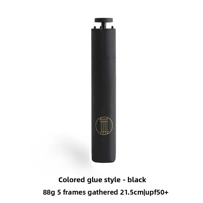 1pcs Ultra-Light Ultra-Fine Carbon Fiber Umbrella Black Sunscreen for Sun and Rain 3-Fold Compact and Portable Lead Umbrella Oasis Select 5 color glue black Aluminum 6K