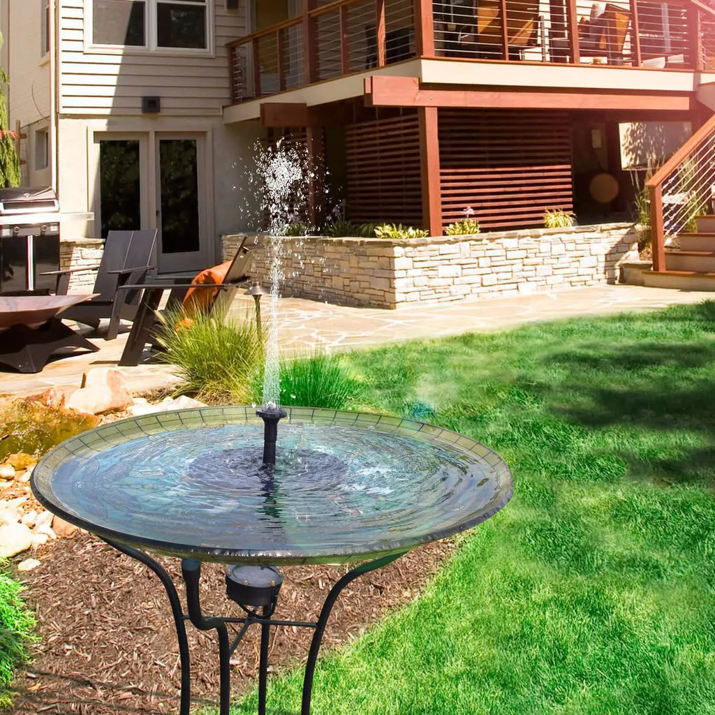 3.5W Solar Fountain Pump, Solar Water Pump Floating Fountain Built-in 1500mAh Battery, with 6 Nozzles, for Bird Bath Oasis Select
