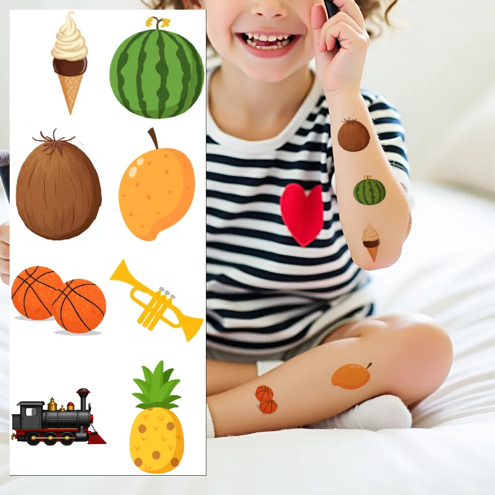 54-Piece Kids Temporary Tattoo Stickers – Cartoon Fun Designs
