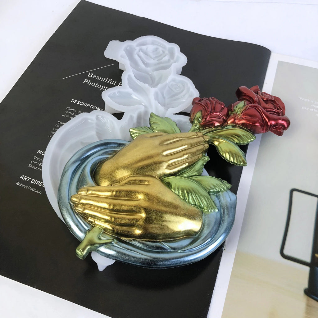 Epoxy Resin Mold 3D Wall Hanging Decor DIY Bouquet Mold Valentine's DIY Rose Ornament Mold For Valentine's Gift Art Projects Oasis Select