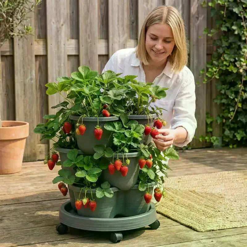 Vertical Tower Stackable Flower Pot Plastic Multi-layer Garden Planter Tower For Strawberry Vegetable Frame Grow Oasis Select