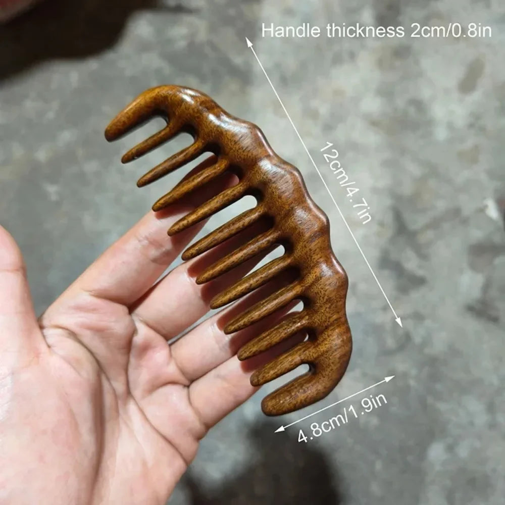 Natural Sandalwood Comb Wide Tooth Anti-Static Scalp Massager for Women/Men Wooden Detangle Comb Hair Care Gift Oasis Select