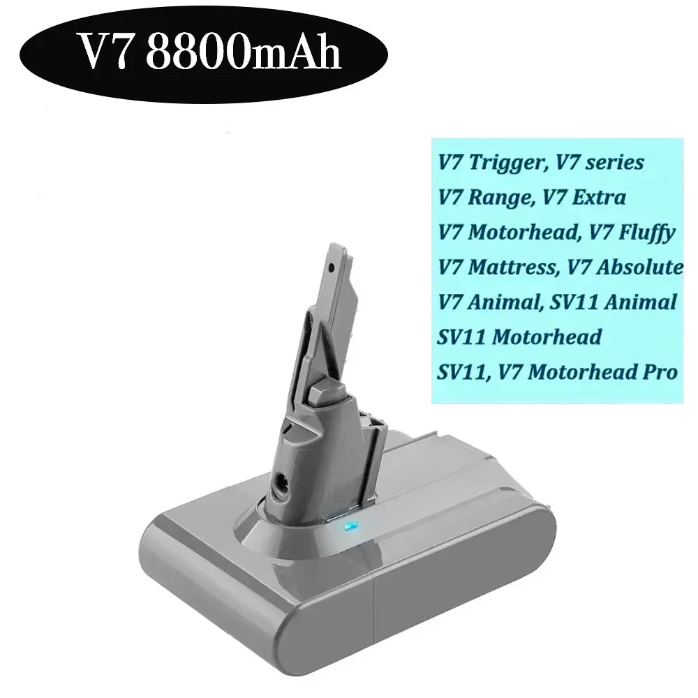Vacuum Cleaner Rechargeable Li-ion Battery for Dyson V6 V7 V8 Series SV07 SV09 SV10 DC58 DC31 Absolute Fluffy Animal Pro Bateria Oasis Select v7 8800mAh
