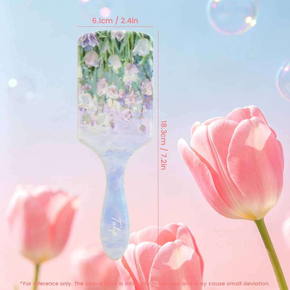 Tulip Oil Painting Air Cushion Hairbrush – Anti-Static Detangling