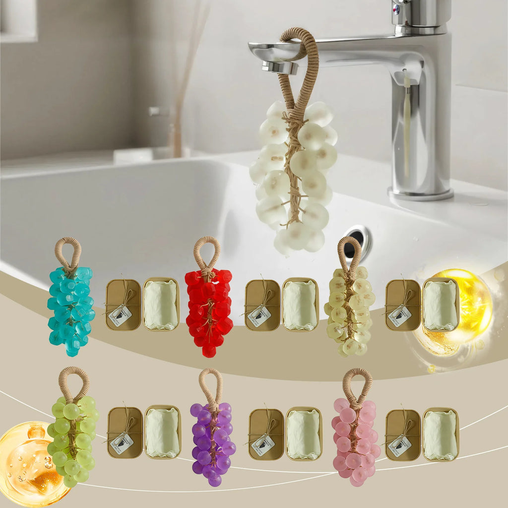 Grape Handmade Soap Facial Body Cleaning Exfoliation Brighten Moisturizing Skin Fruity Fragrance Creative DIY Crystal Grape Soap Oasis Select