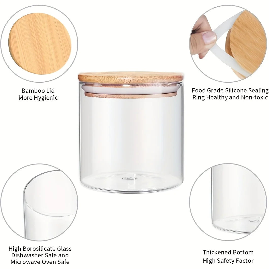 22oz Set Of 6 Glass Jars With Airtight Bamboo Lids Glass Kitchen Canisters Clear Container For Food Storage Of Dry Goods Cookie Oasis Select 3pcs