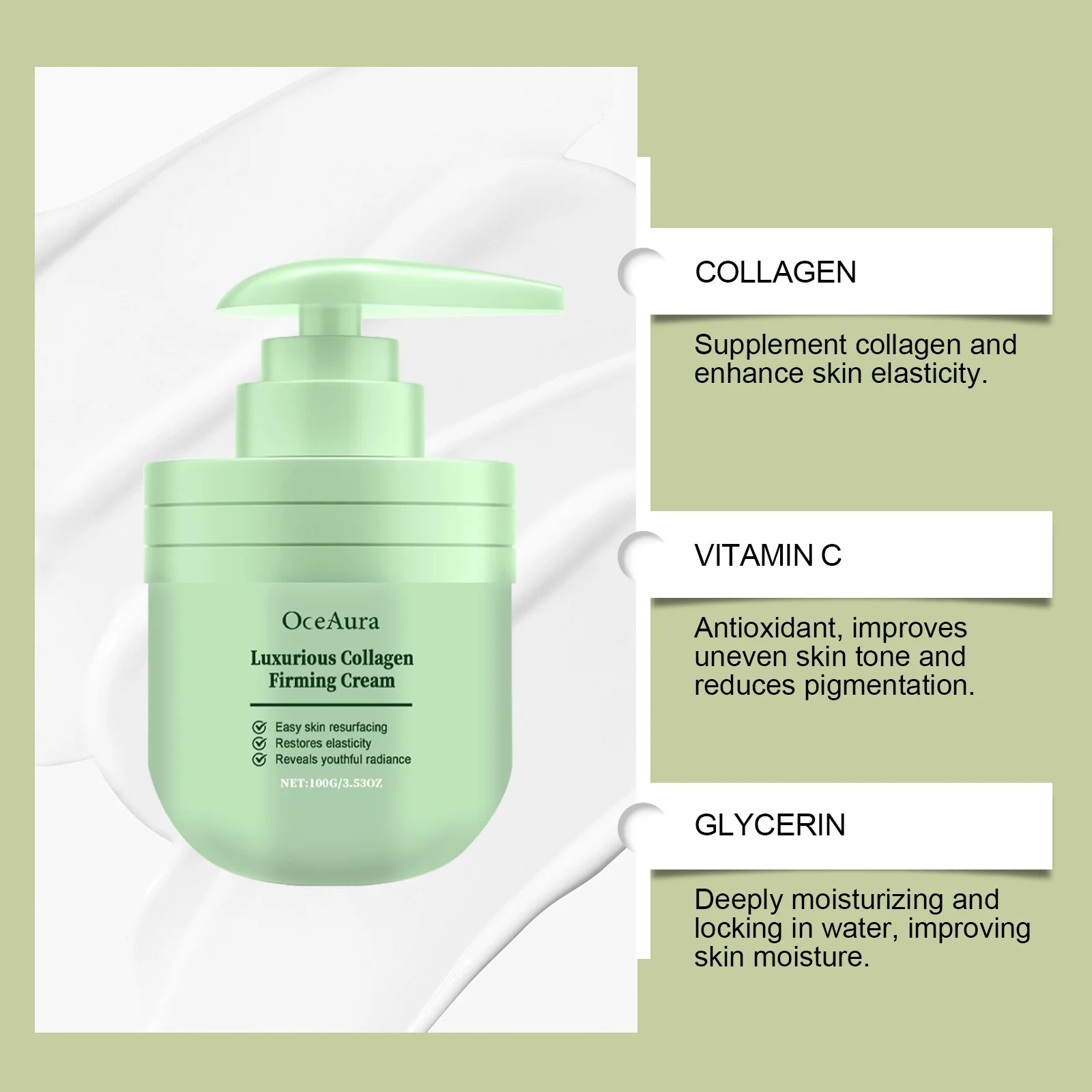 Collagen Firming Body Cream Tightening Thigh Buttocks Breast Improve Sagging Revitalizing Softening Skin Lifting Tighten Lotion Oasis Select