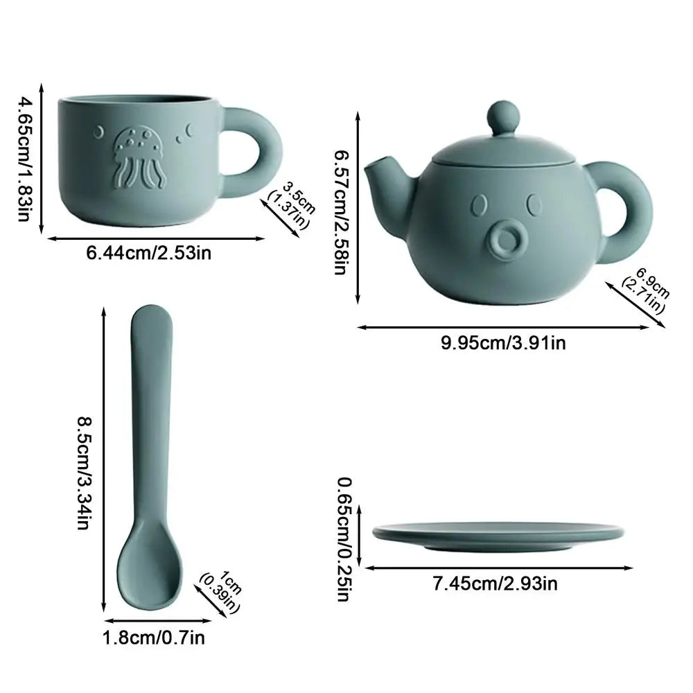 Kids Silicone Tea Party Playset – Pretend Play Toy Ages 3+
