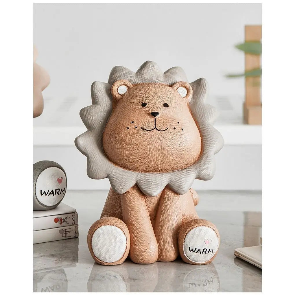 Lion Piggy Bank Cute Piggy Bank Living Room Decoration Cartoon Piggy Bank Anti-drop Oasis Select L brown