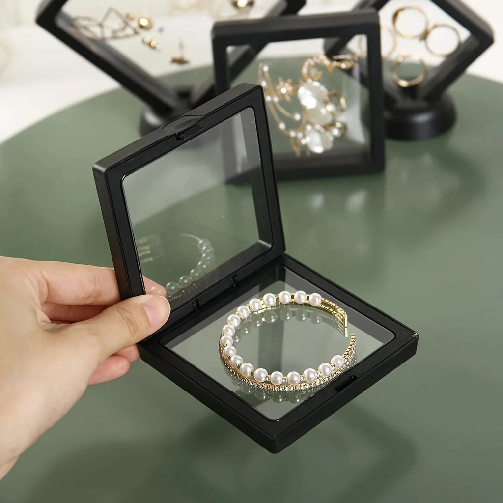 10pcs,Transparent floating display box, plastic film jewelry packaging box, jewelry, necklace, ring, and collectible storage box Oasis Select