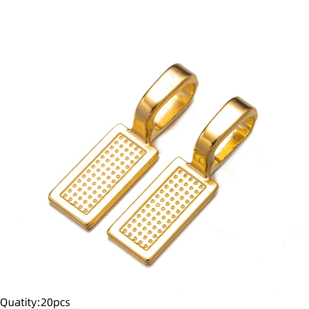 20/50pcs Spoon Glue-on Flat Pad Pendant Bail Oval Scrabble Linking Charm Bails Charm Connector Hangers for DIY Jewelry Making Oasis Select Gold