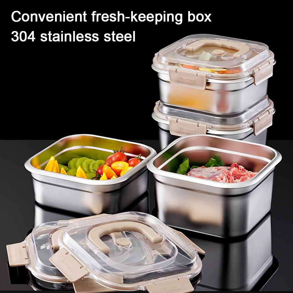 Stainless Steel Leak-Proof Food Storage Box with Handle